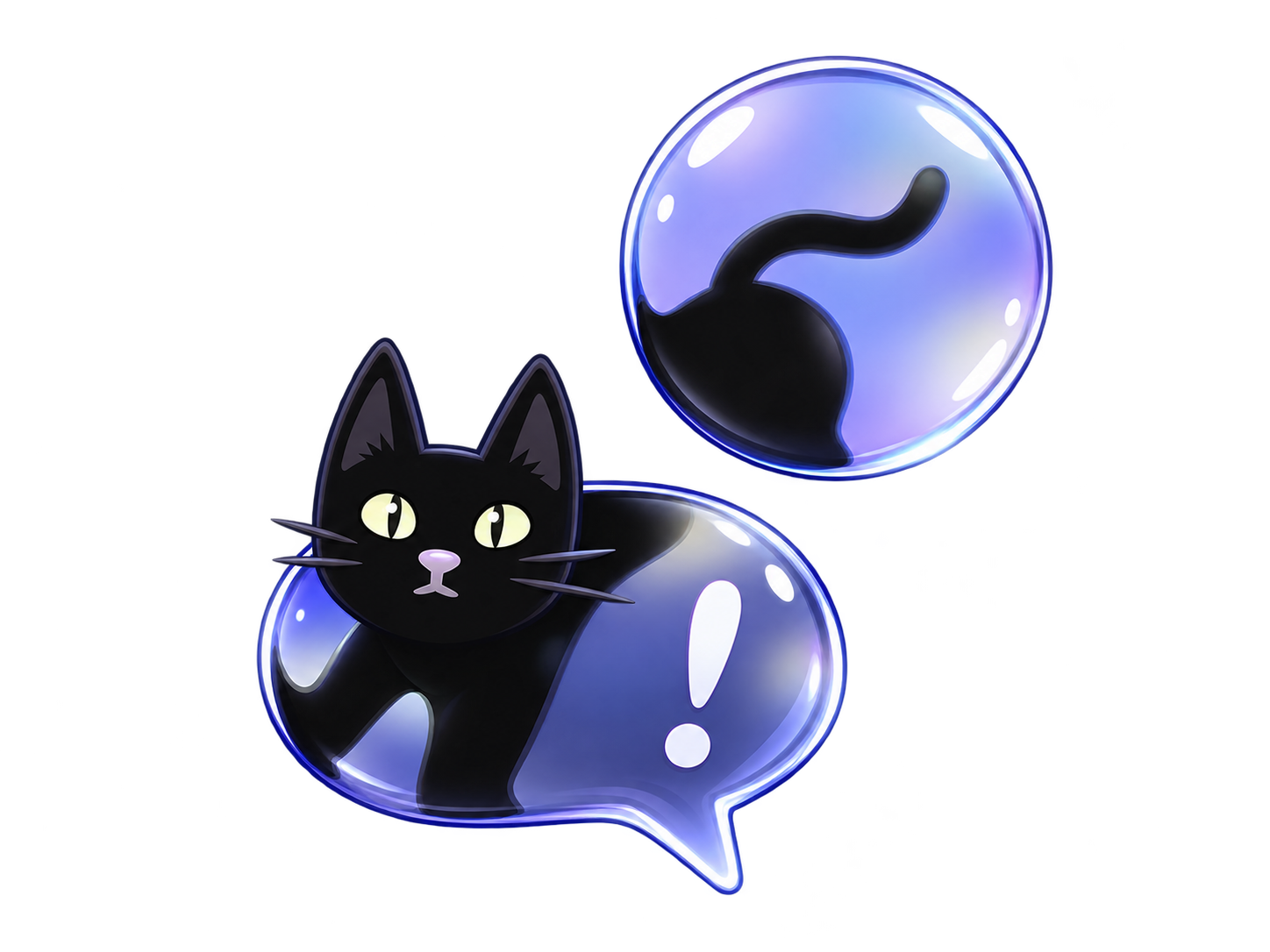 Chat noir avec bulles